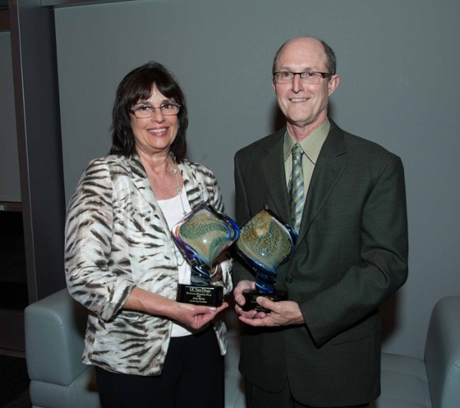 2015 awardees Ann Klein and Rand Steiger accepted their awards  at the UC San Diego Foundation Board dinner on June 4, 2015