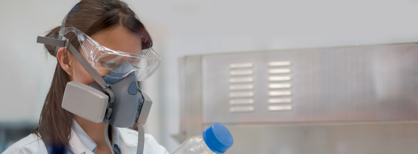 Mask and eyewear PPE for research in lab